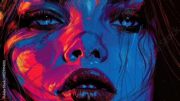 Fototapeta Vector image with the entire picture in focus, best quality, realistic photo style, expressive colors, and super detailed design...