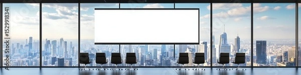 Fototapeta A business presentation with a large, clear screen and space for text at the top