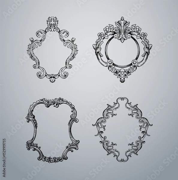 Obraz Set of Vintage Ornate Baroque Frames - Antique Mirror Frame Collection