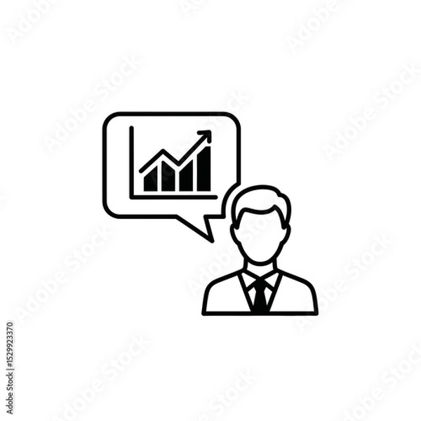 Fototapeta Businessman Presenting Growth Chart in Vector Style  