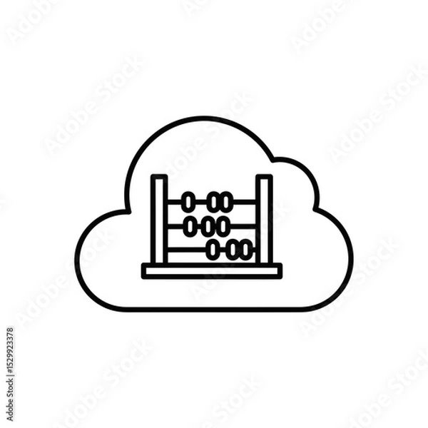 Fototapeta Cloud Computing with Abacus Icon in Minimalist Style  