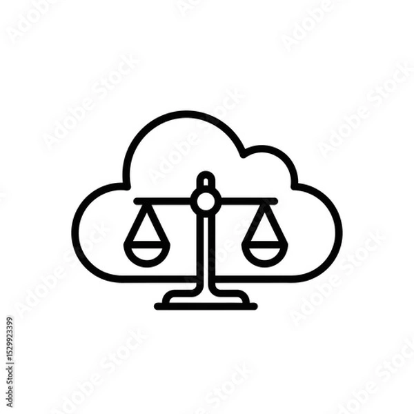 Fototapeta Cloud Computing Balance Scale Icon Design  