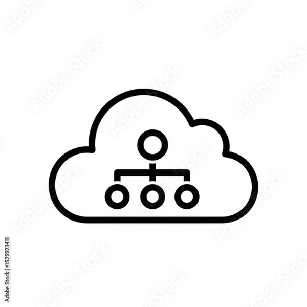Obraz Cloud Computing Icon Connecting Data Nodes in Minimalistic Style  