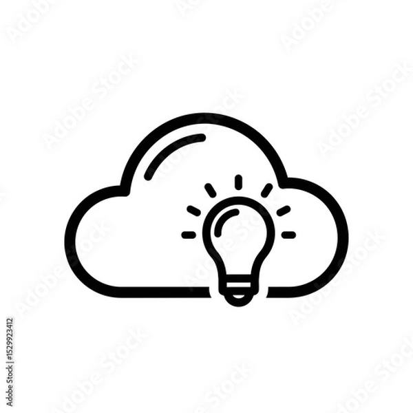 Fototapeta Cloud Computing Concept with Light Bulb Icon  