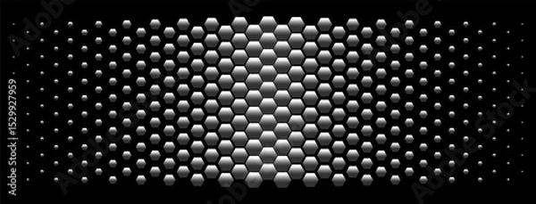 Obraz Halftone hexagons background. Honeycomb. Monochrome. Black and white effects in vector.
