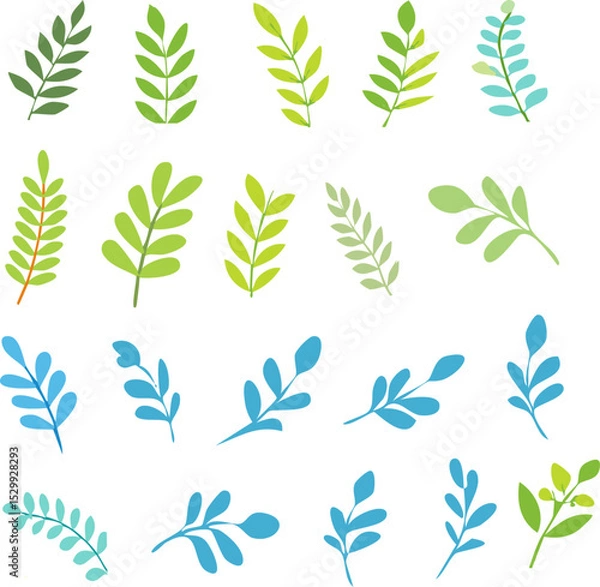 Obraz Collection of various green and blue leaves 