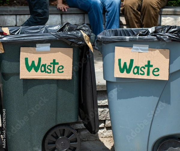 Obraz Trash Cans with Waste Signs on them 