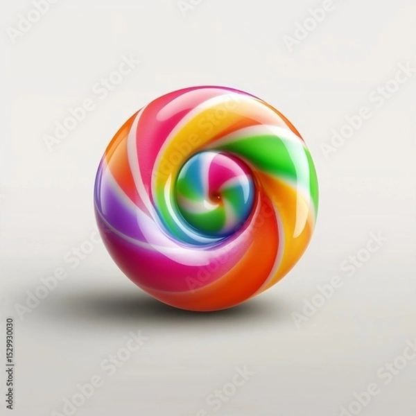 Fototapeta Colorful spiral lollipop on a plain background  