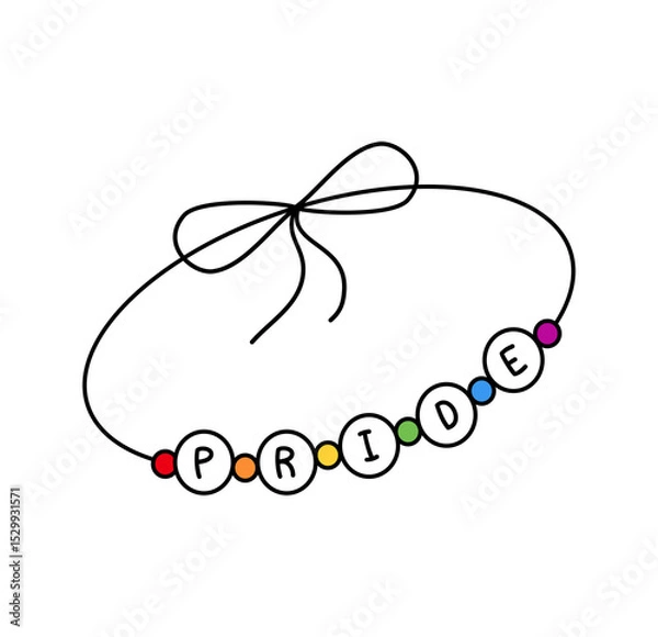 Obraz Illustration of a beaded rainbow pride bracelet in celebration of lgbt