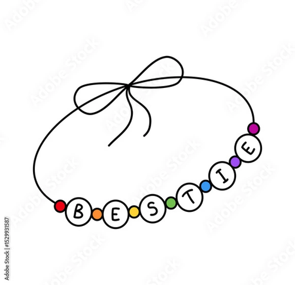 Obraz Vector illustration of beaded friendship bestie bracelet
