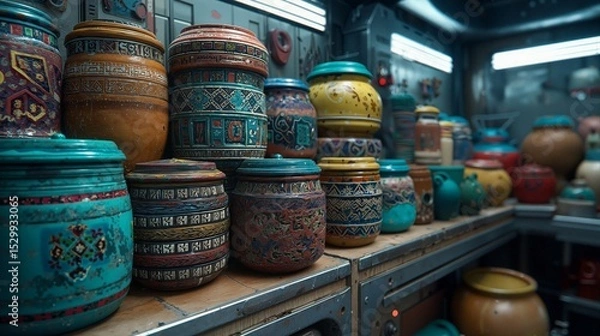 Obraz Artisan Decorative Jars with Intricate Patterns