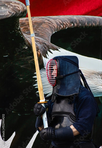 Obraz Man in Kendo Armor with a wooden sword 