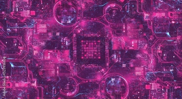 Fototapeta Abstract Digital Background of Geometric Shapes with Vibrant Purple Texture
