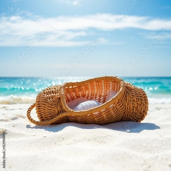 Fototapeta flip flops on the beach