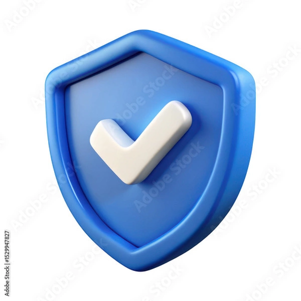 Obraz 3d realistic blue shield checkmark icon isolated on transparent background