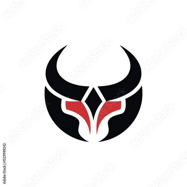 Fototapeta aggressive bull bold shape logo vector illustration