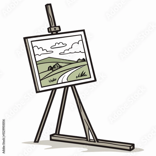 Obraz wooden easel with blank canvas