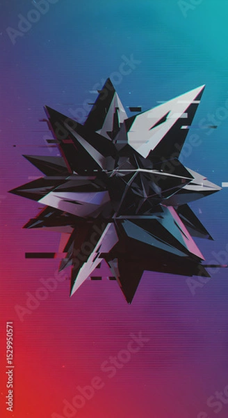Obraz Abstract Glitch 3D Geometric Polygon Art Render with Dark Background