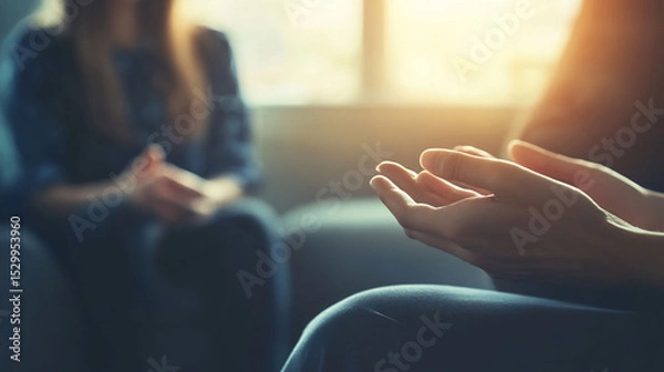 Obraz Empathy and Support: Hands in Counseling Session