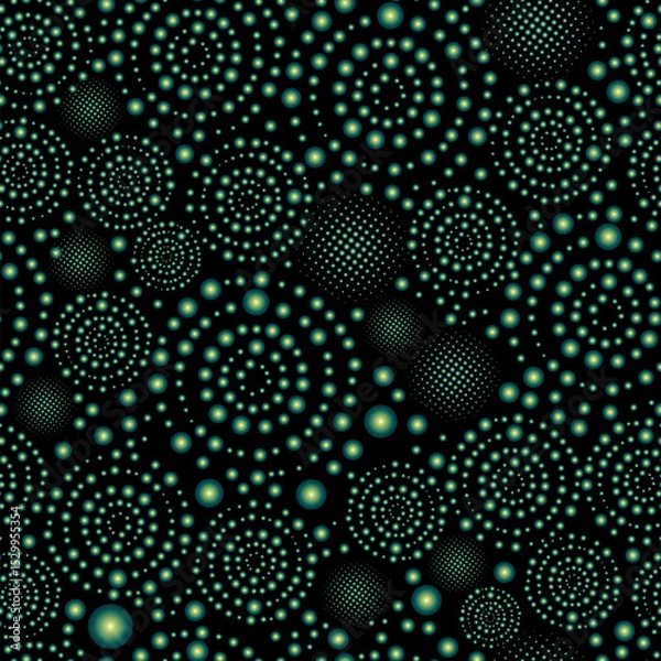 Obraz Seamless green Circle Pattern. Abstract Vector Minimal Background. Contemporary Textile Ornament. Simple Circular Wallpaper.  Not AI, Vector illustration.