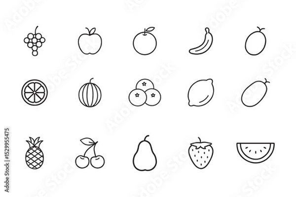 Fototapeta Fruit line icon set, vector collection of simple fresh food