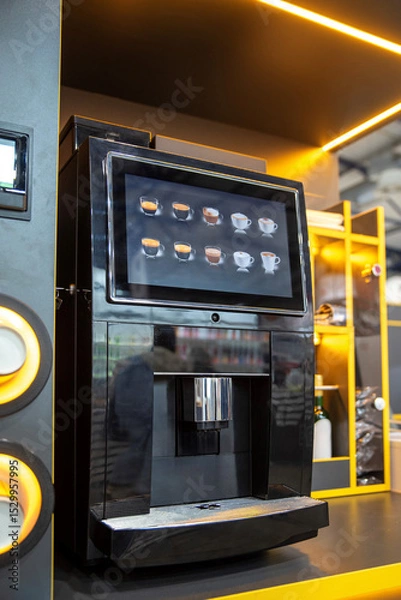 Fototapeta Self-service coffee vending machine with touch panel