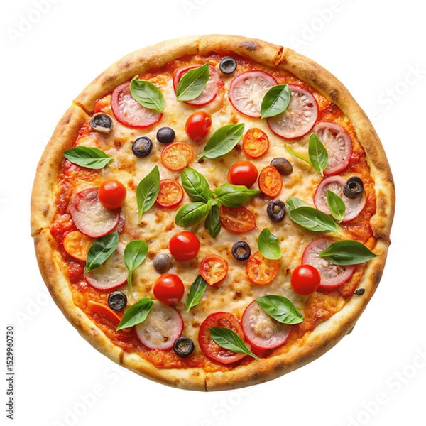 Obraz Delicious pizza slice on a transparent background Generative AI