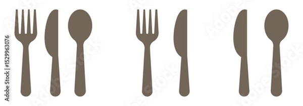 Fototapeta place setting cutlery knife, spoon and plate set icons of vector illustration Fork, spoon, knife and plate. Menu symbol. Tableware instruments. Restaurant icon. Food, plate, fork, knife, spoon, cutler