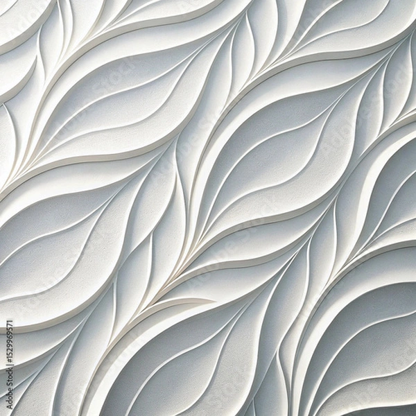 Obraz Modern White Abstract 3D Leaf Pattern Background

