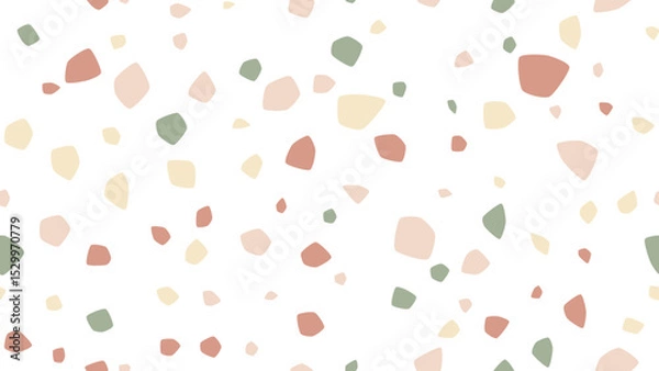 Fototapeta Modern seamless terrazzo vector pattern with organic shapes in neutral earth tones. Perfect for textiles, wallpaper, packaging & digital design projects.