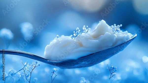 Obraz Creamy Dairy Product with Delicate Flowers