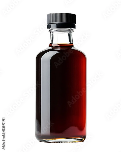 Obraz Cold brew coffee bottle condensation plain white background trendy drink concept ideal for cafe branding and beverage product marketing