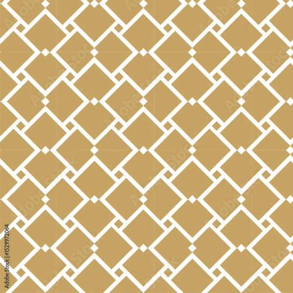 Obraz Abstract geometric pattern with squares, crosses, stripes, lines. Seamless vector background. White and gold ornament. Modern reticulated graphic design.