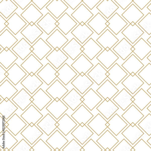 Obraz Abstract geometric pattern with squares, crosses, stripes, lines. Seamless vector background. White and gold ornament. Modern reticulated graphic design.