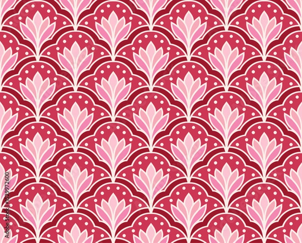 Obraz Abstract retro floral seamless pattern. Vector vintage flower art deco texture. Geometric minimalist background.