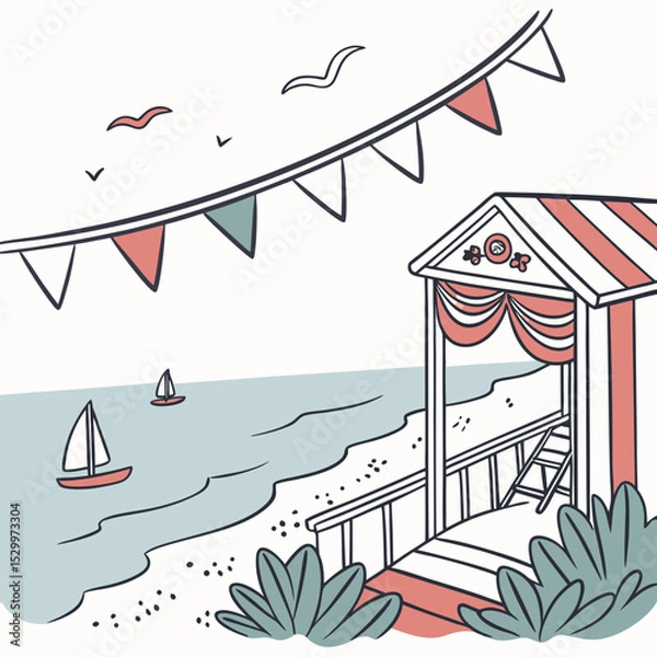 Fototapeta vector illustration of a ship