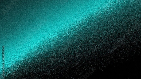 Fototapeta Dynamic granular background with diagonal black to vibrant teal color gradient