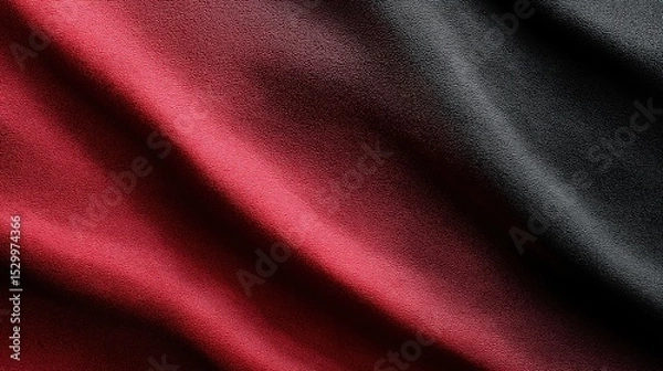 Fototapeta Dramatic red and black grained texture background with elegant folds and shadow play