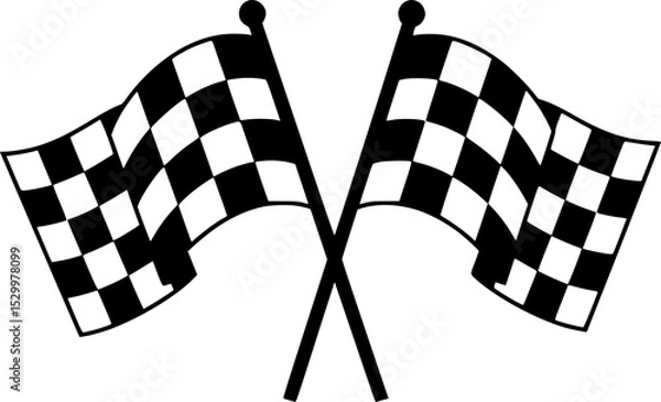 Fototapeta Checkered flags isolated on white background, representing racing finish