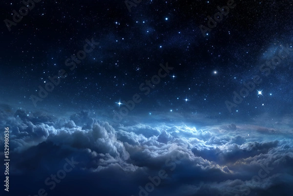 Obraz Starry night sky with clouds