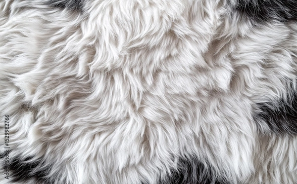 Obraz Close-up of white and black zebra fur texture, showing soft, plush hair and dense stripes. High-resolution, realistic image evokes luxury and cozy comfort for elegant design projects