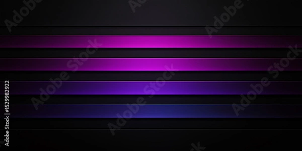 Obraz Sleek black background with vibrant violet, amethyst, and plum neon stripes arranged horizontally. Smooth gradient and glowing hues create a dynamic, futuristic, and eye-catching aesthetic