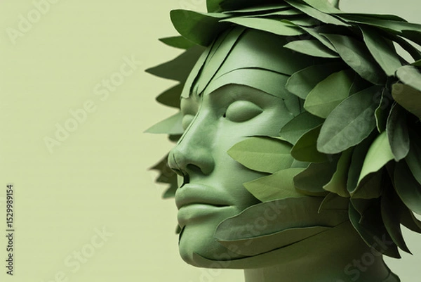 Fototapeta layered paper foliage creating depth illusion, environmental awareness concept