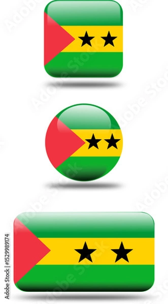 Obraz Full 3D Flag Set of São Tomé and Príncipe in Vector