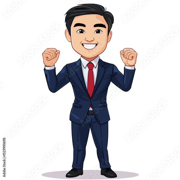 Fototapeta vector character korean man in business suit on white background.Generative AI