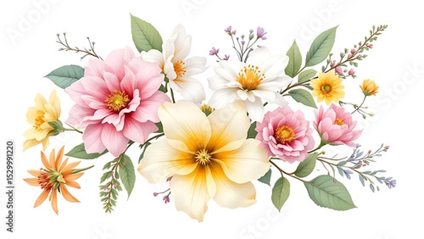 Obraz collection of flower on white background,isolated on white,clip art

