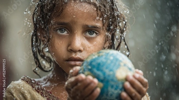 Obraz Close-Up Portrait of Vulnerable Child Evoking Compassion on World Humanitarian Day