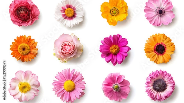 Obraz collection of flower on white background,isolated on white,clip art
