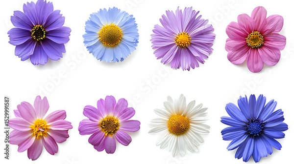 Obraz collection of flower on white background,isolated on white,clip art
