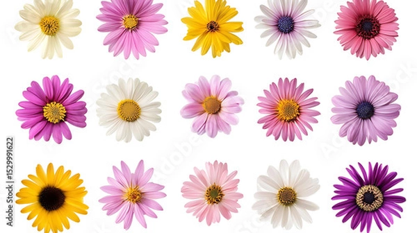 Obraz collection of flower on white background,isolated on white,clip art
